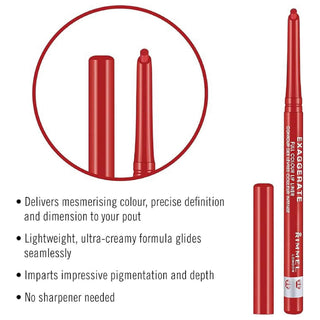 Buy Rimmel Exaggerate Automatic Lip Liner - Red Diva - Cult Beauty Pakistan