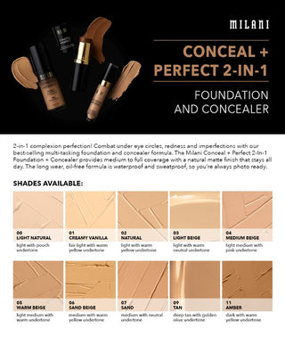 Milani Conceal + Perfect 2-in-1 Liquid Foundation - 00B Light